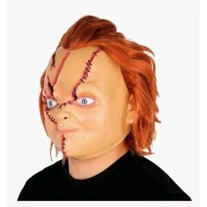 Creepy Adult Doll (Chuckie) Latex Mask Scrs Red Hair One Size